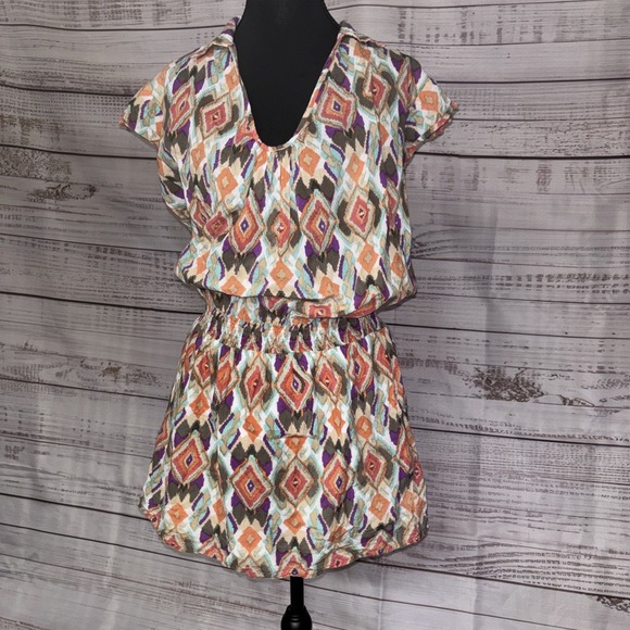 Earthbound Trading Co. Dresses & Skirts - Earthbound Trading Women Dress S Black Southwest Boho Geometric Beachy Cover Up